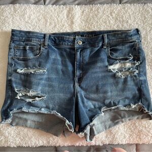 American Eagle Outfitters Women's Ripped Blue Jean Shorts
